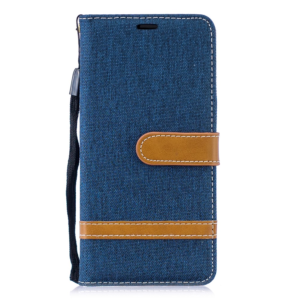Two-tone Jean Cloth PU Leather Flip Protective Case for Huawei P30 - Dark Blue-4