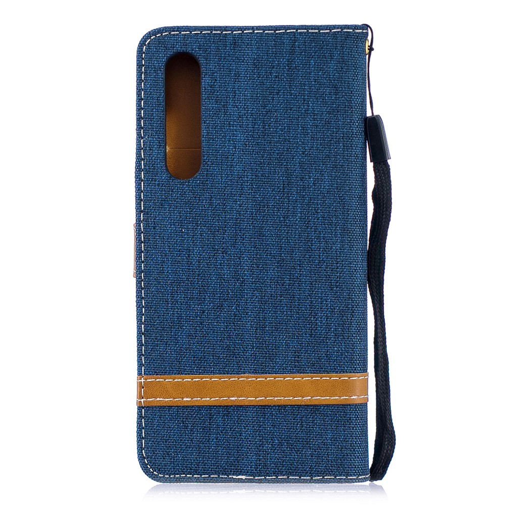 Two-tone Jean Cloth PU Leather Flip Protective Case for Huawei P30 - Dark Blue-5