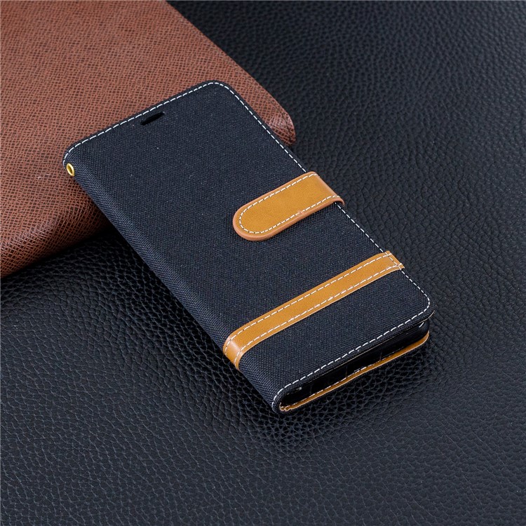 Two-tone Jean Cloth PU Leather Flip Protective Shell for Huawei P30 - Black-2