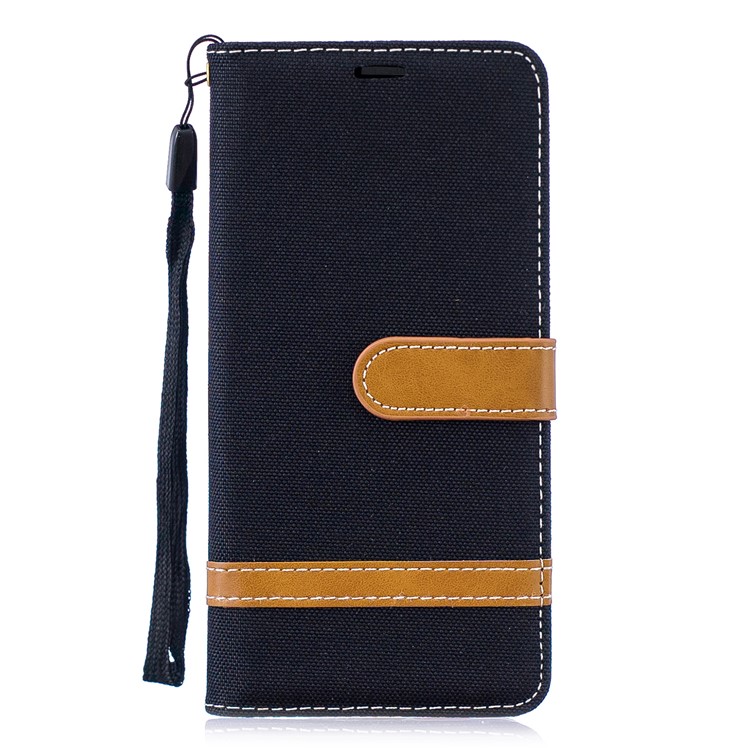Two-tone Jean Cloth PU Leather Flip Protective Shell for Huawei P30 - Black-4