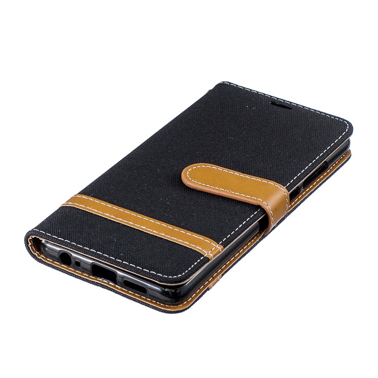 Two-tone Jean Cloth PU Leather Flip Protective Shell for Huawei P30 - Black-8