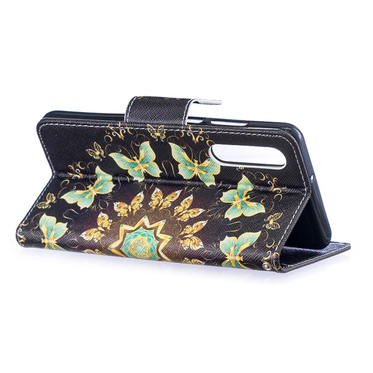 Estampa Padrão De Couro Estojo De Couro Com Suporte Para Cartão Para Huawei P30 - Borboletas Coloridas-4