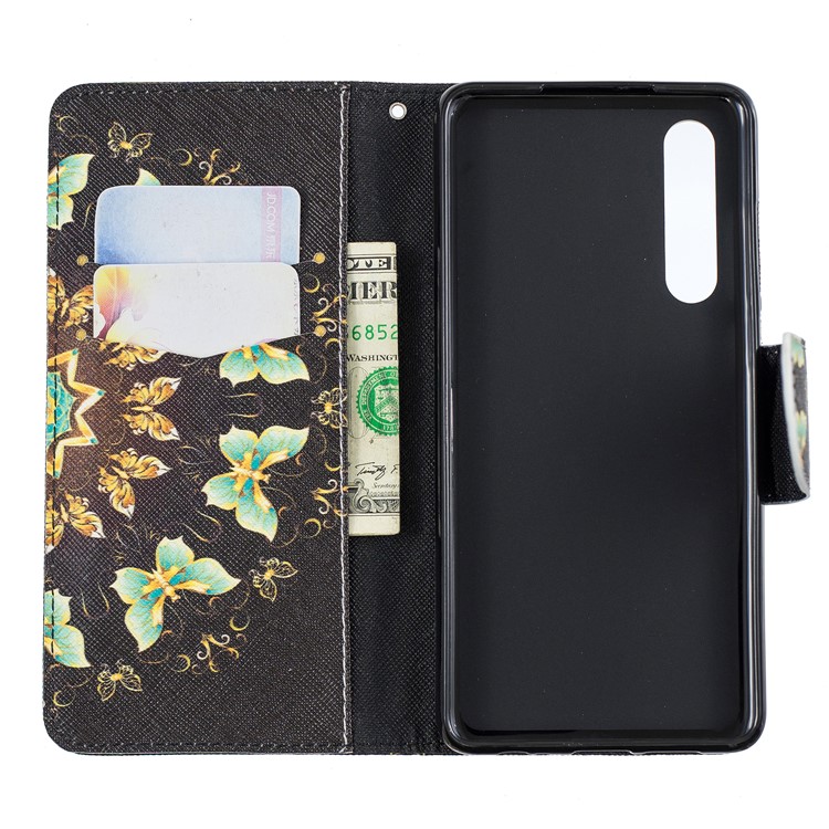 Estampa Padrão De Couro Estojo De Couro Com Suporte Para Cartão Para Huawei P30 - Borboletas Coloridas-8