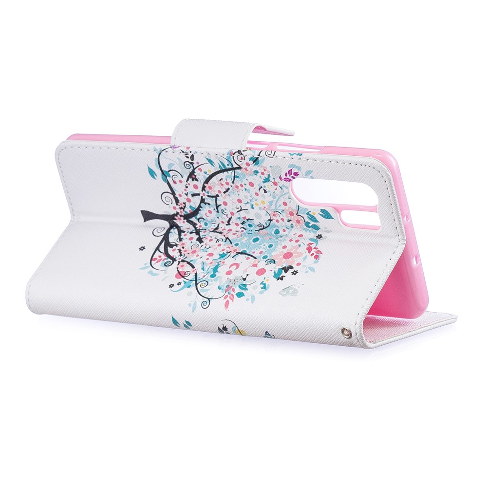 Pattern Printing Willet Stand Case Para Huawei P30 Pro - Árbol de Flores