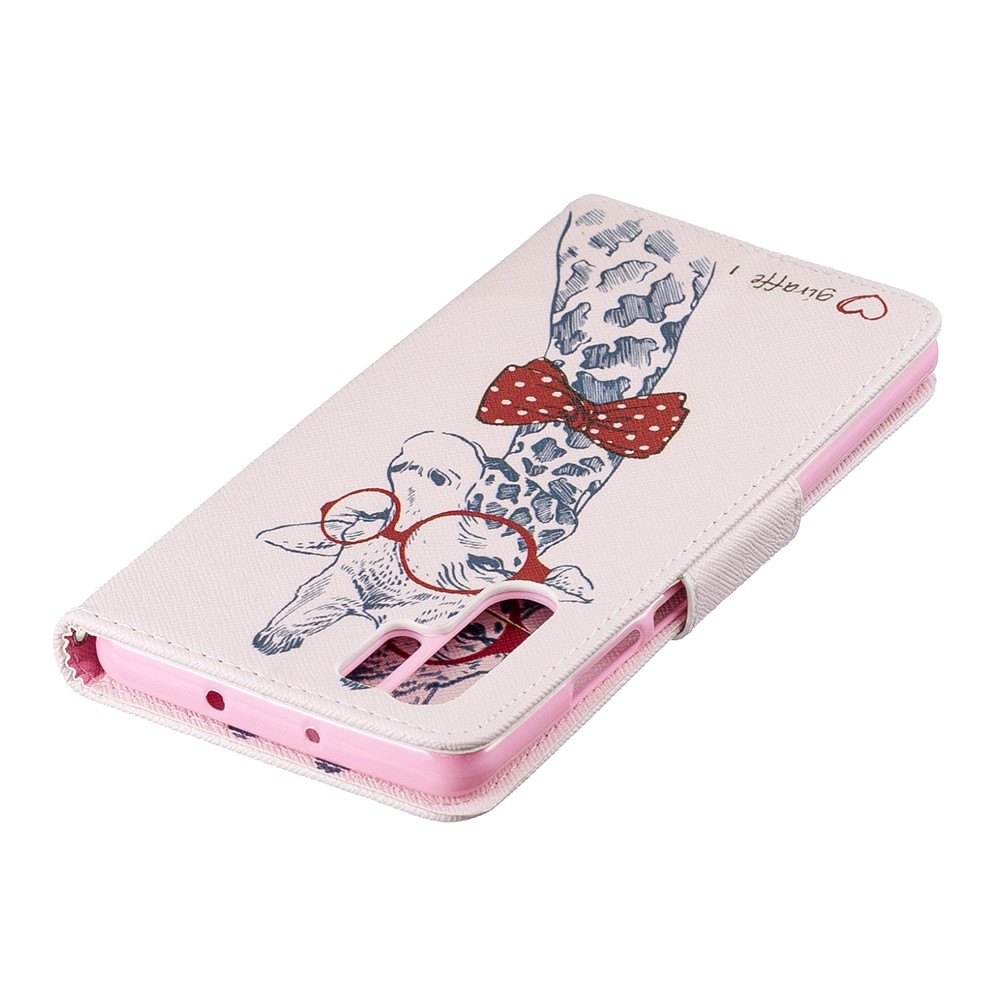 Pattern Printing Wallet Leather Protection Case for Huawei P30 Pro - Adorable Giraffe Wearing Glasses-7