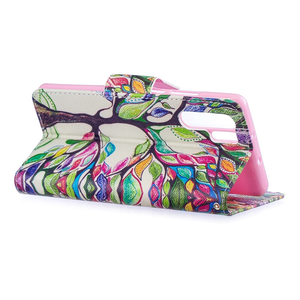 Pattern Printing Wallet Leather Case with Stand for Huawei P30 Pro - Colorized Tree-4
