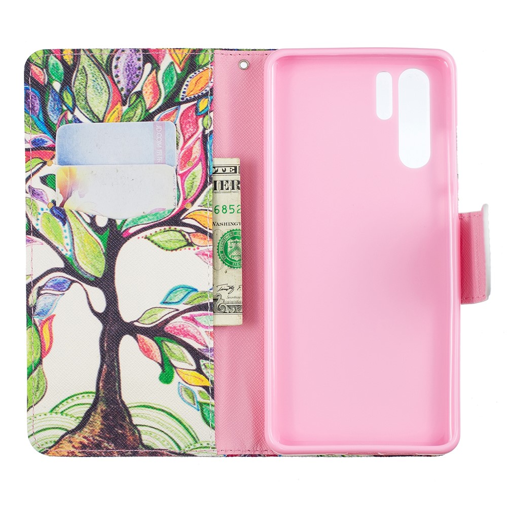 Pattern Printing Wallet Leather Case with Stand for Huawei P30 Pro - Colorized Tree-8