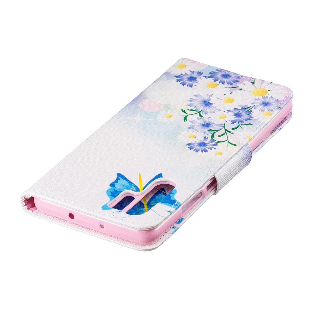 Pattern Printing Leather Wallet Stand Case for Huawei P30 Pro - Blue Butterfly and Flowers-7