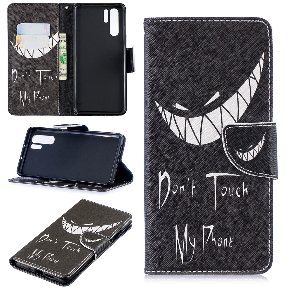 Pattern Printing Stand Leather Wallet Case for Huawei P30 Pro - Do not Touch My Phone-1