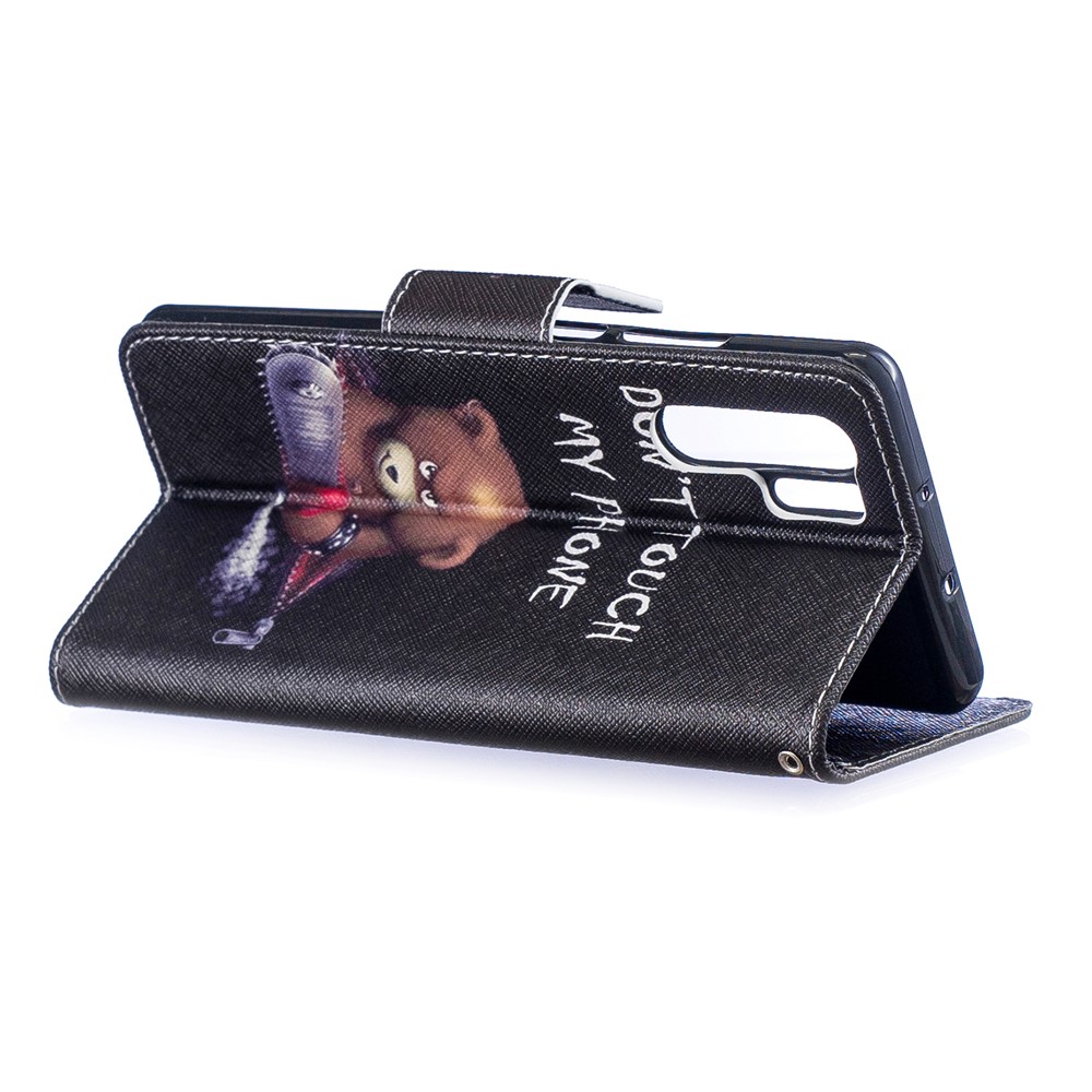 Pattern Printing PU Leather Wallet Case for Huawei P30 Pro - Brown Bear and Warning Words-4