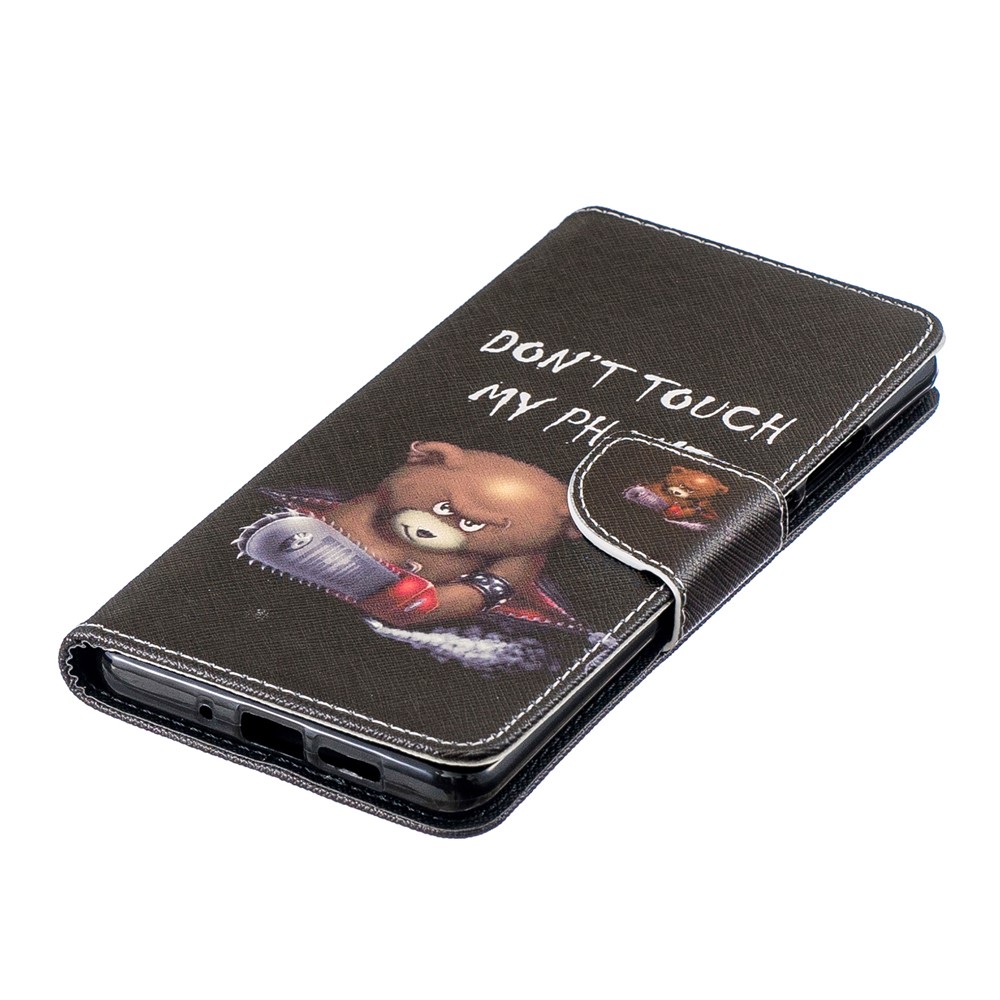 Pattern Printing PU Leather Wallet Case for Huawei P30 Pro - Brown Bear and Warning Words-6
