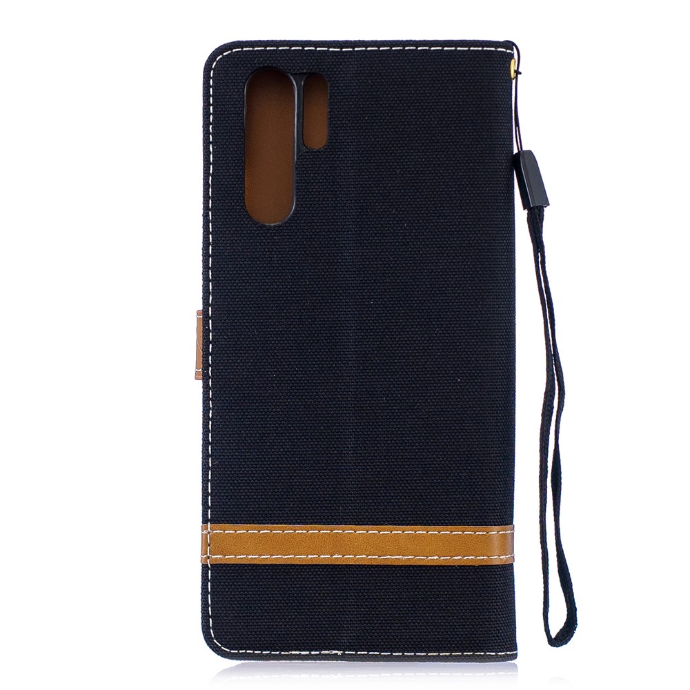 Two-tone Jean Cloth PU Leather Flip Case for Huawei P30 Pro - Black-5