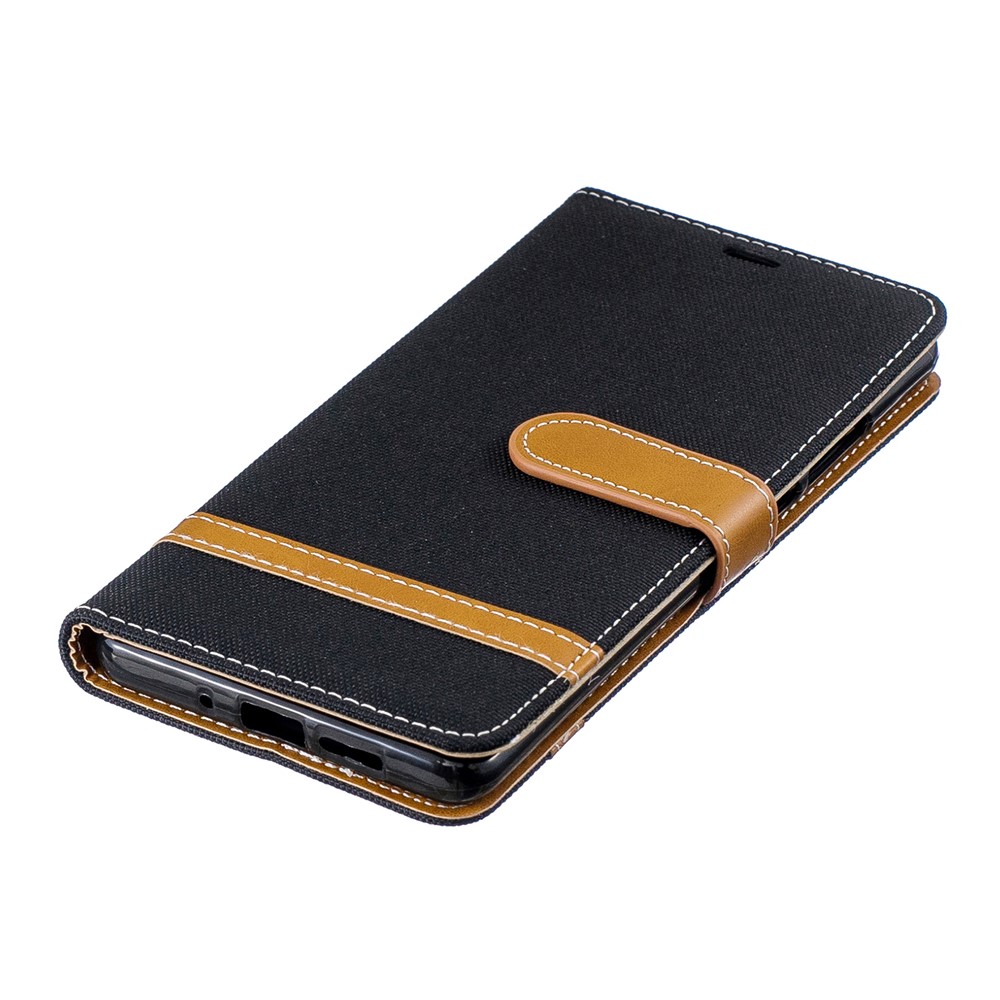 Two-tone Jean Cloth PU Leather Flip Case for Huawei P30 Pro - Black-8