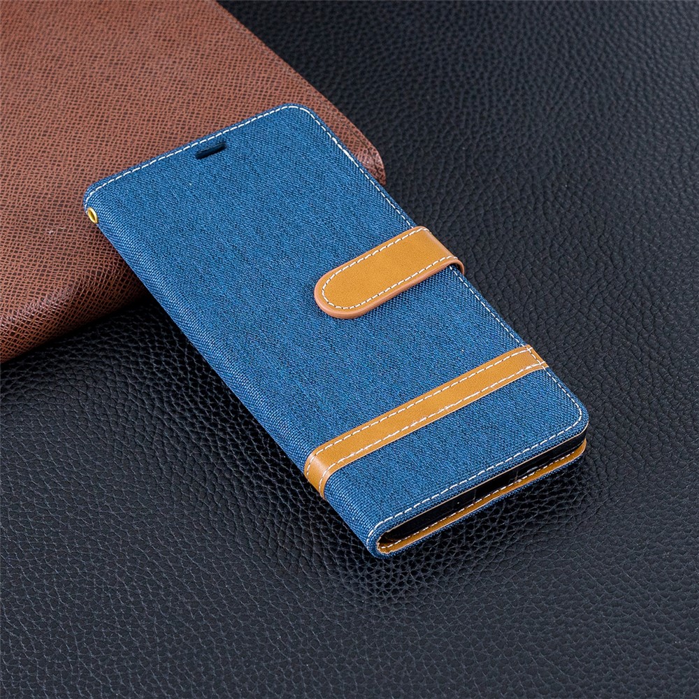 Two-tone Jean Cloth PU Leather Flip Cover for Huawei P30 Pro - Dark Blue-2