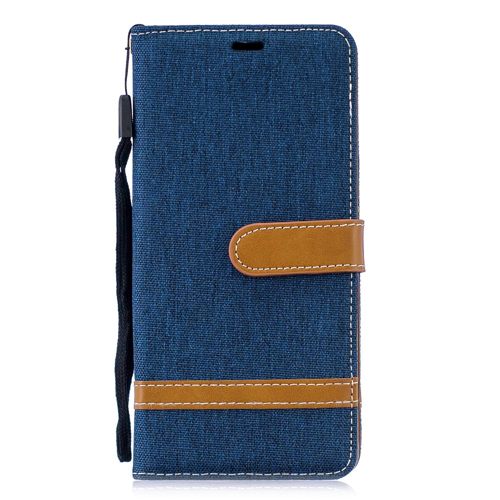 Two-tone Jean Cloth PU Leather Flip Cover for Huawei P30 Pro - Dark Blue-4
