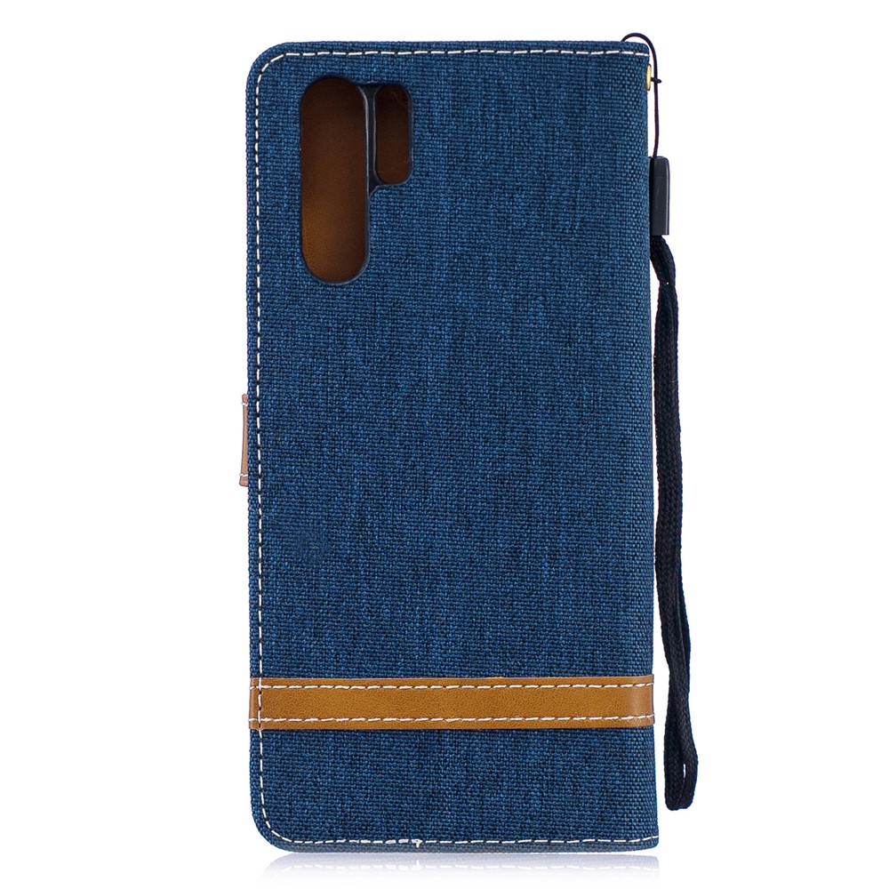 Two-tone Jean Cloth PU Leather Flip Cover for Huawei P30 Pro - Dark Blue-5