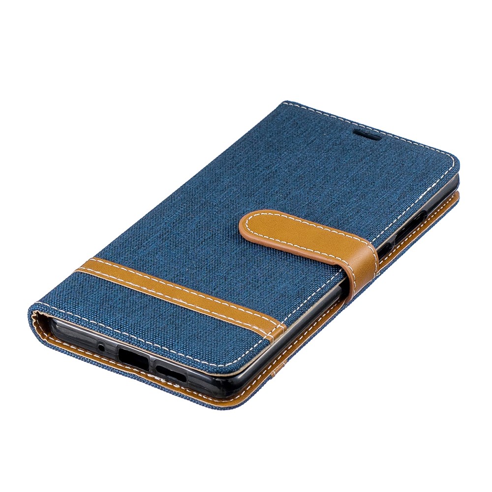 Two-tone Jean Cloth PU Leather Flip Cover for Huawei P30 Pro - Dark Blue-8