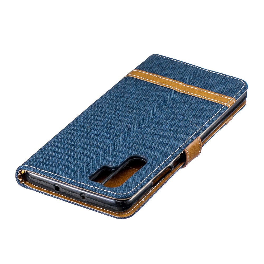 Two-tone Jean Cloth PU Leather Flip Cover for Huawei P30 Pro - Dark Blue-9