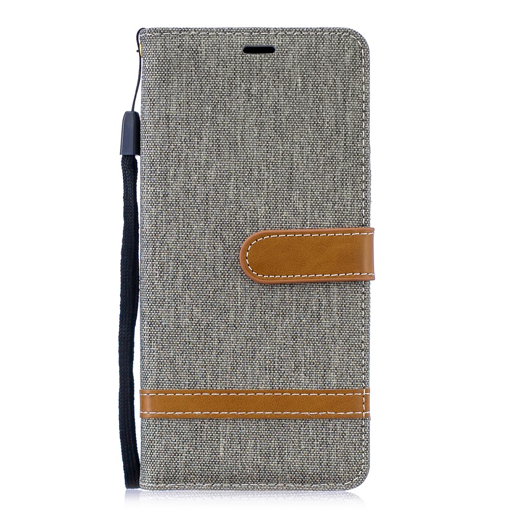Two-tone Jean Cloth PU Leather Flip Shell for Huawei P30 Pro - Grey-4