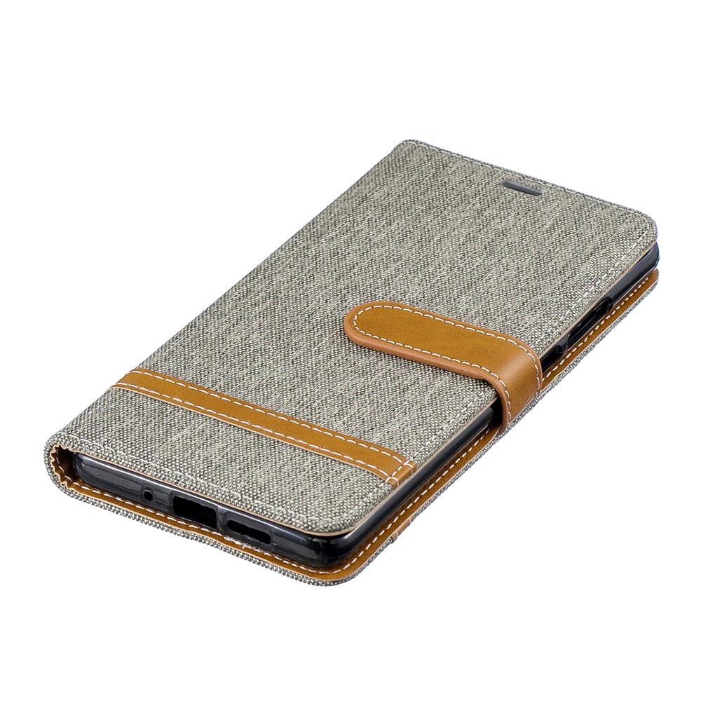 Two-tone Jean Cloth PU Leather Flip Shell for Huawei P30 Pro - Grey-8