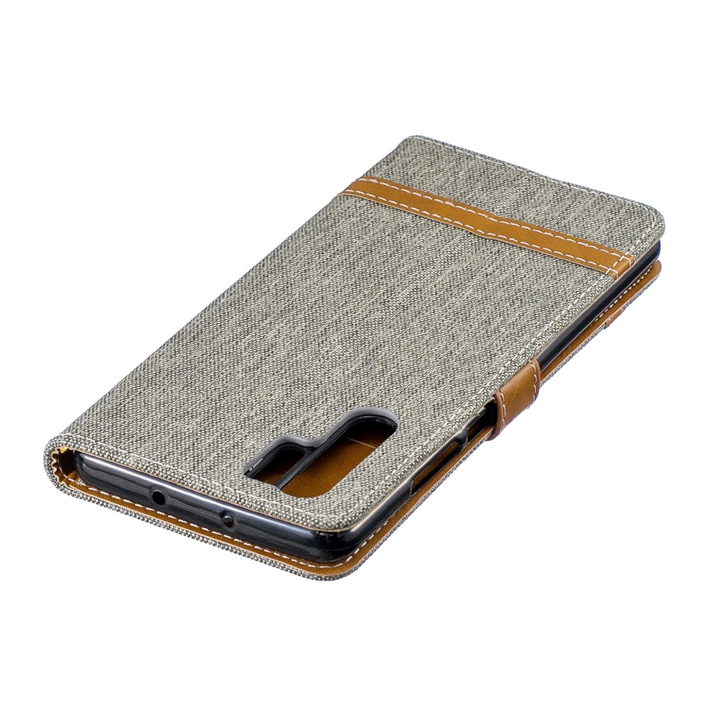 Two-tone Jean Cloth PU Leather Flip Shell for Huawei P30 Pro - Grey-9