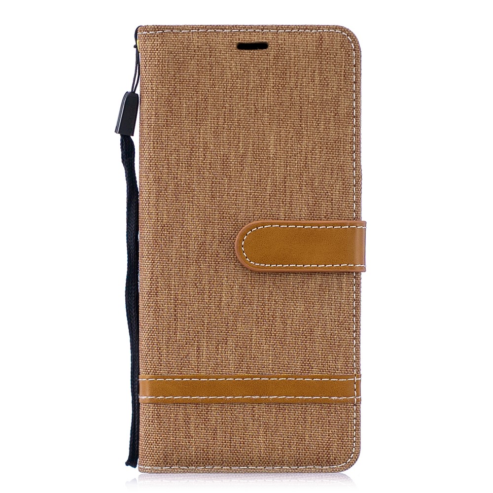 Two-tone Jean Cloth PU Leather Flip Casing for Huawei P30 Pro - Khaki-4