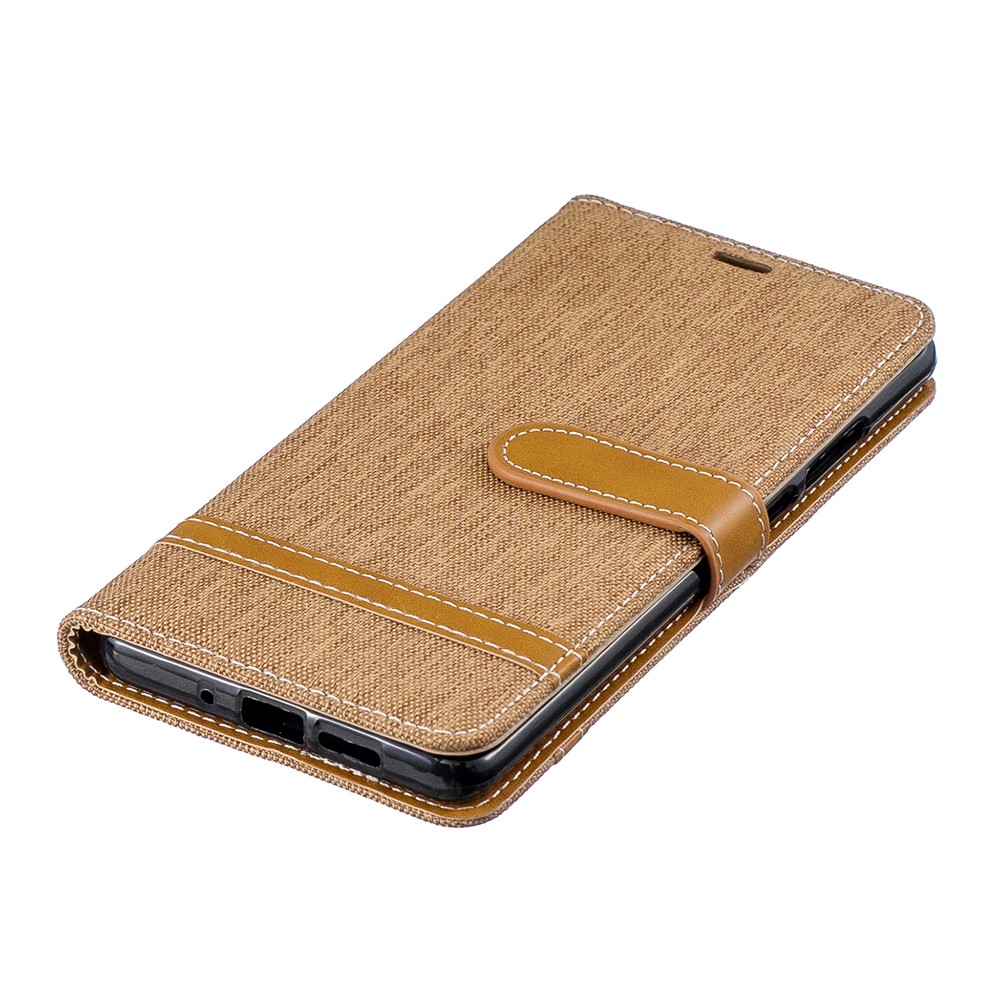 Two-tone Jean Cloth PU Leather Flip Casing for Huawei P30 Pro - Khaki-8