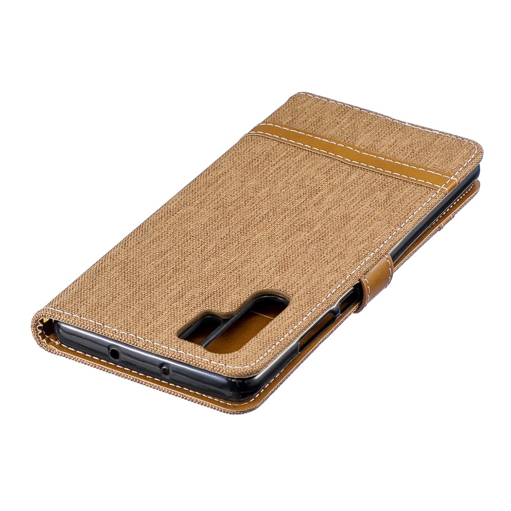 Two-tone Jean Cloth PU Leather Flip Casing for Huawei P30 Pro - Khaki-9