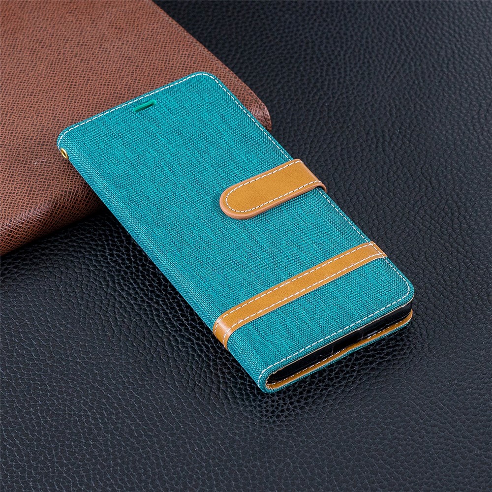 Two-tone Jean Cloth PU Leather Flip Cell Phone Case for Huawei P30 Pro - Green-2
