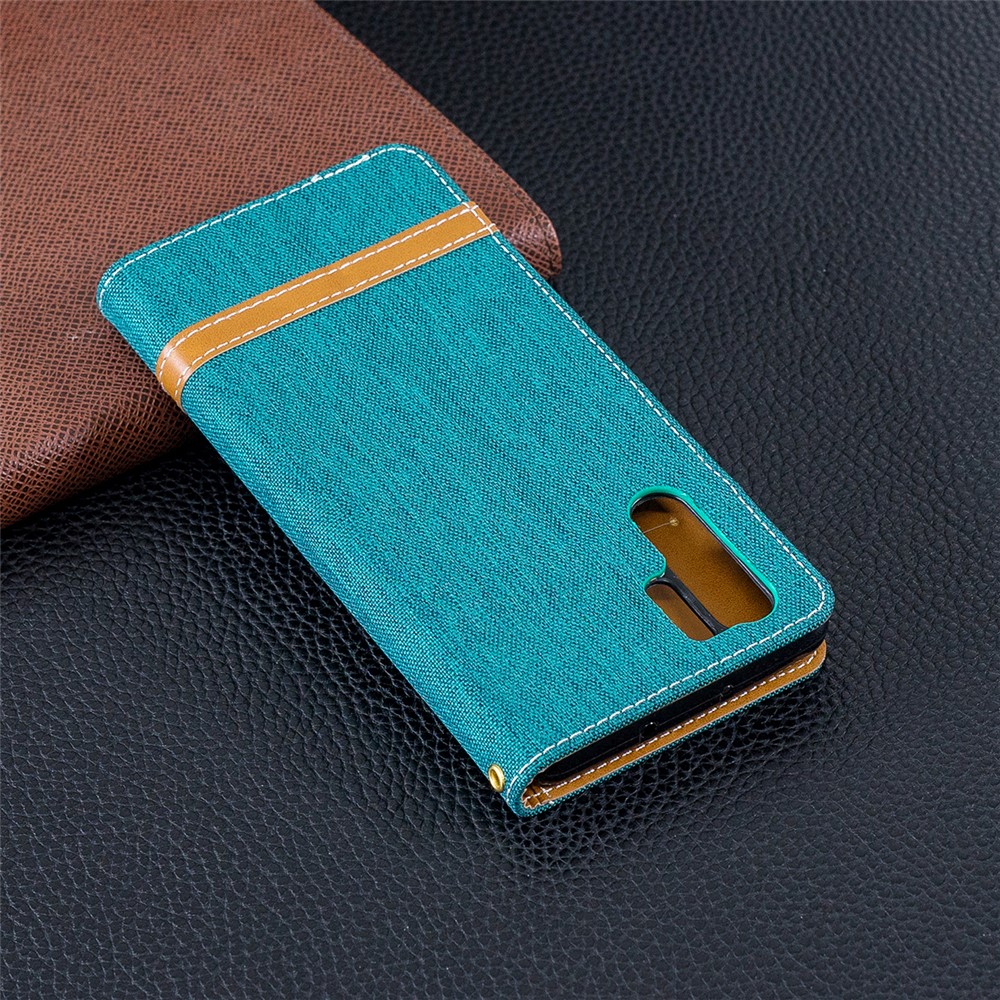 Two-tone Jean Cloth PU Leather Flip Cell Phone Case for Huawei P30 Pro - Green-3