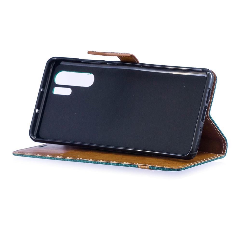 Case de Teléfonos Celulares de Dos Tonos Jean PU de Cuero Para Huawei P30 Pro - Verde