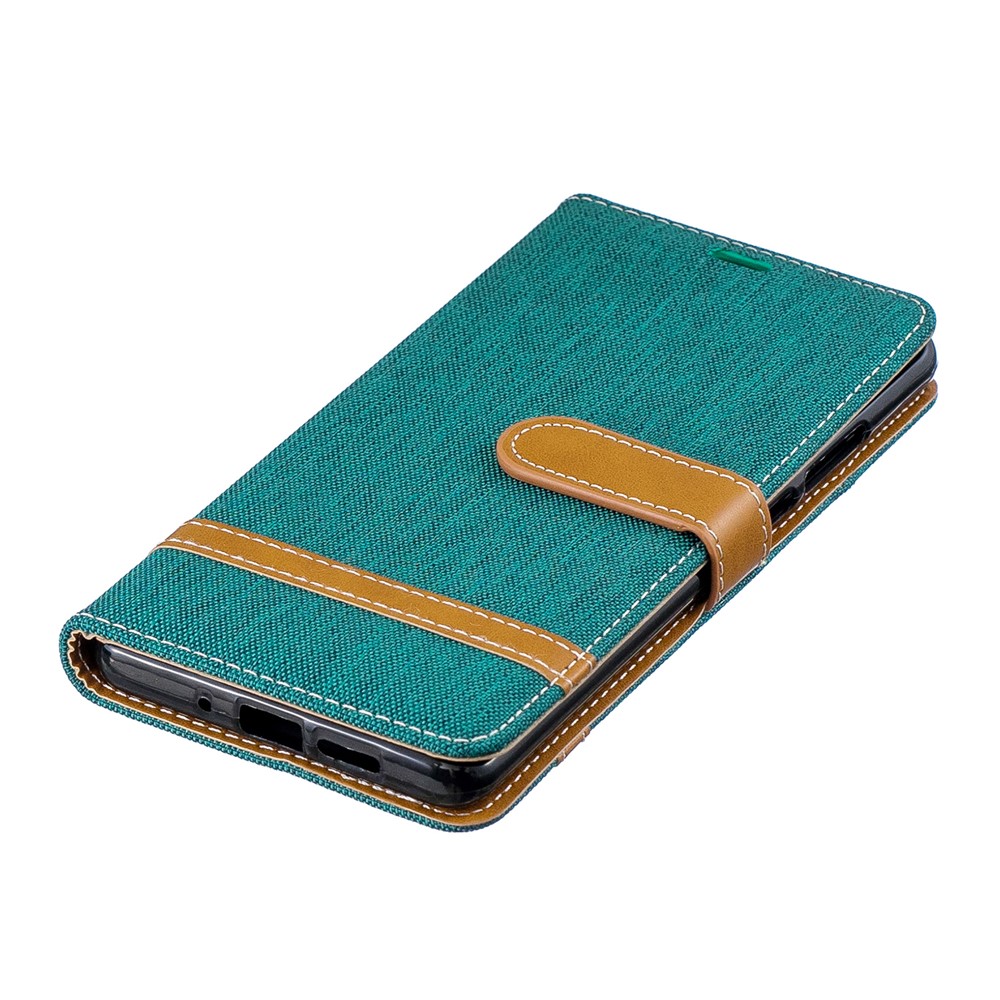 Two-tone Jean Cloth PU Leather Flip Cell Phone Case for Huawei P30 Pro - Green-8
