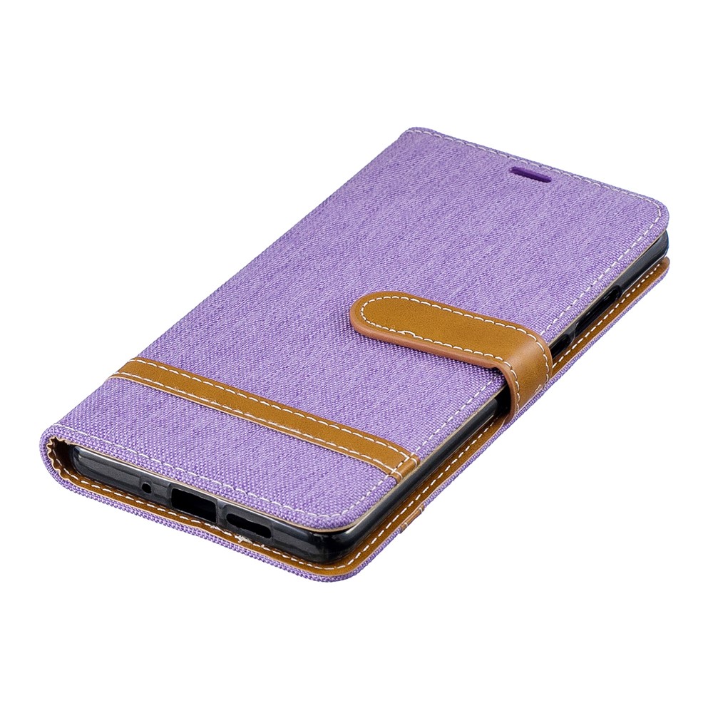 Two-tone Jean Cloth PU Leather Flip Mobile Phone Case for Huawei P30 Pro - Purple-8