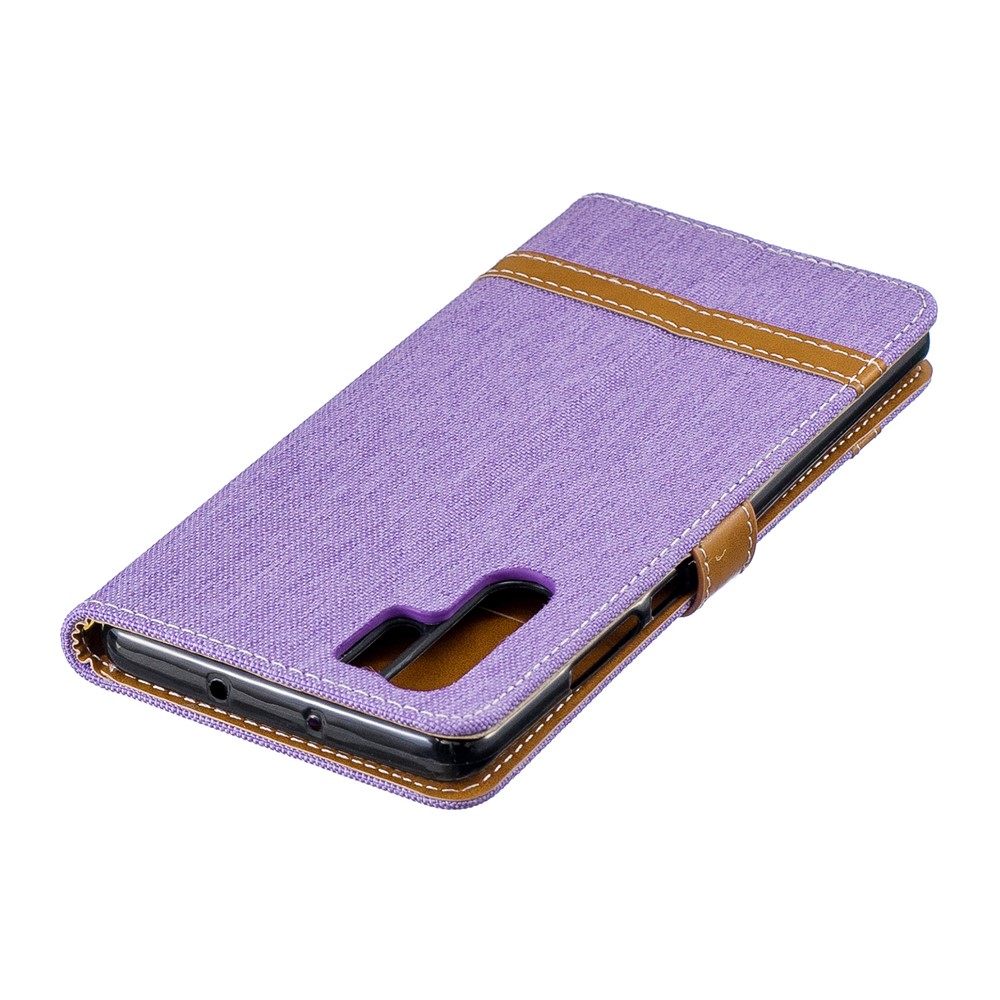 Two-tone Jean Cloth PU Leather Flip Mobile Phone Case for Huawei P30 Pro - Purple-9