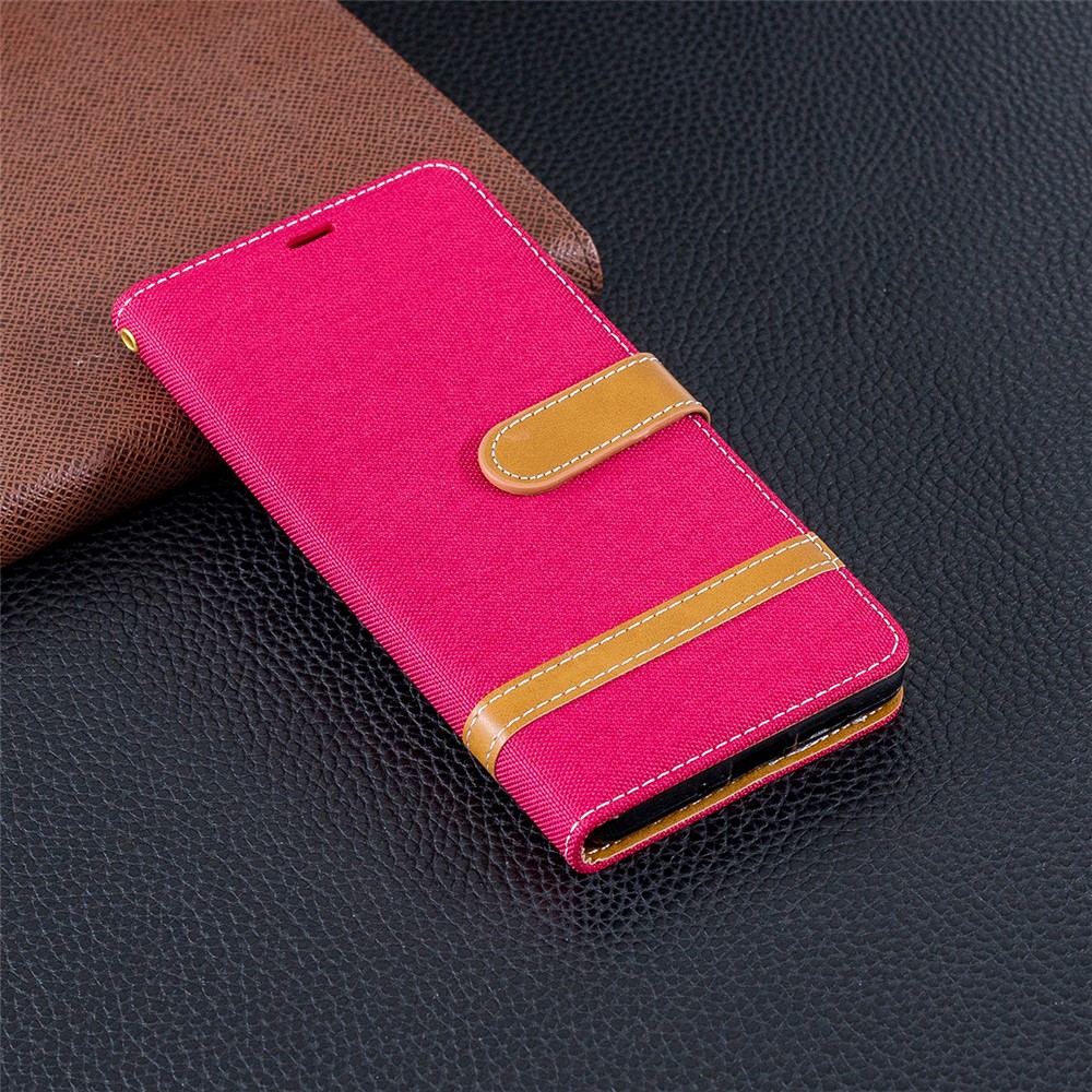 Two-tone Jean Cloth PU Leather Flip Protective Case for Huawei P30 Pro - Red-2
