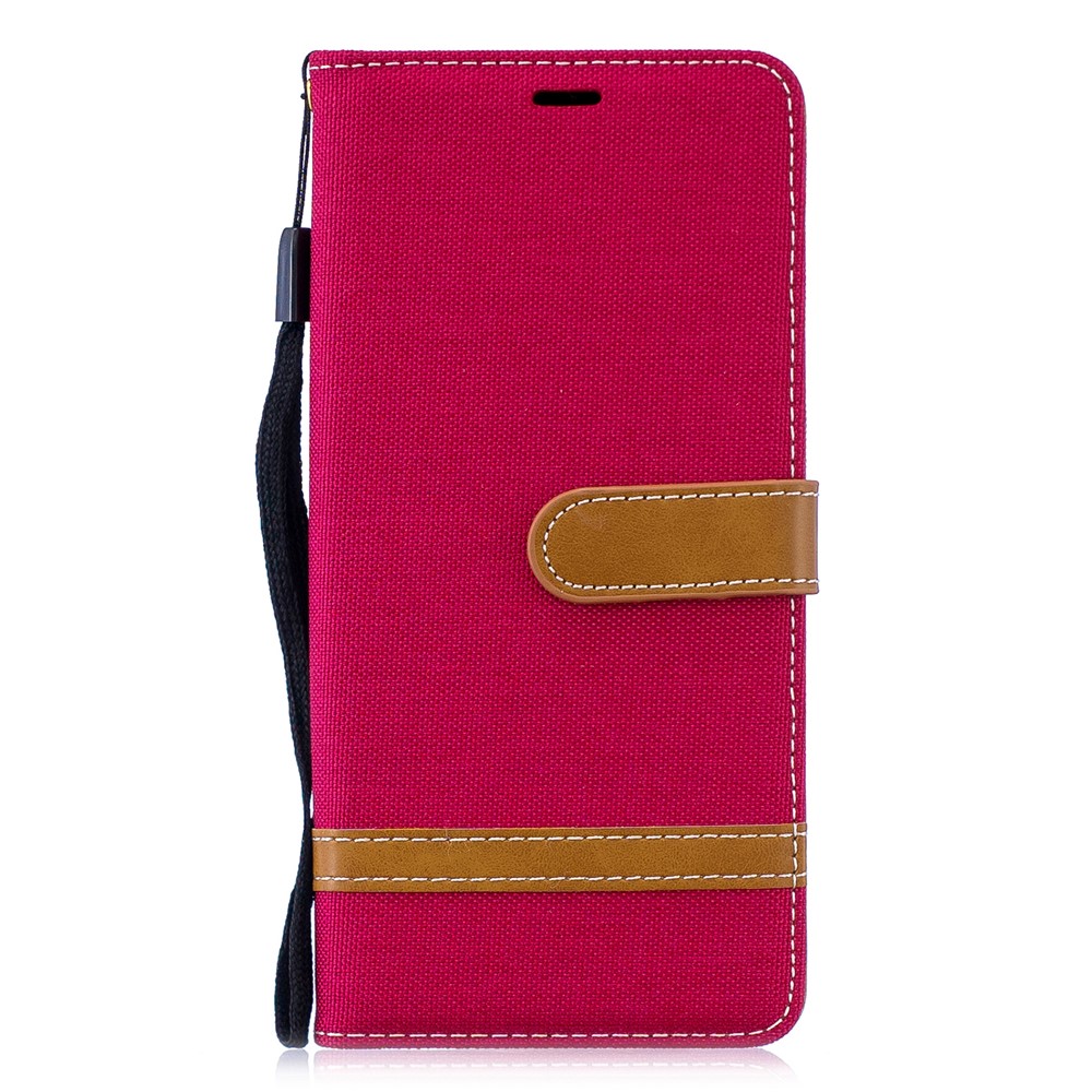 Two-tone Jean Cloth PU Leather Flip Protective Case for Huawei P30 Pro - Red-4