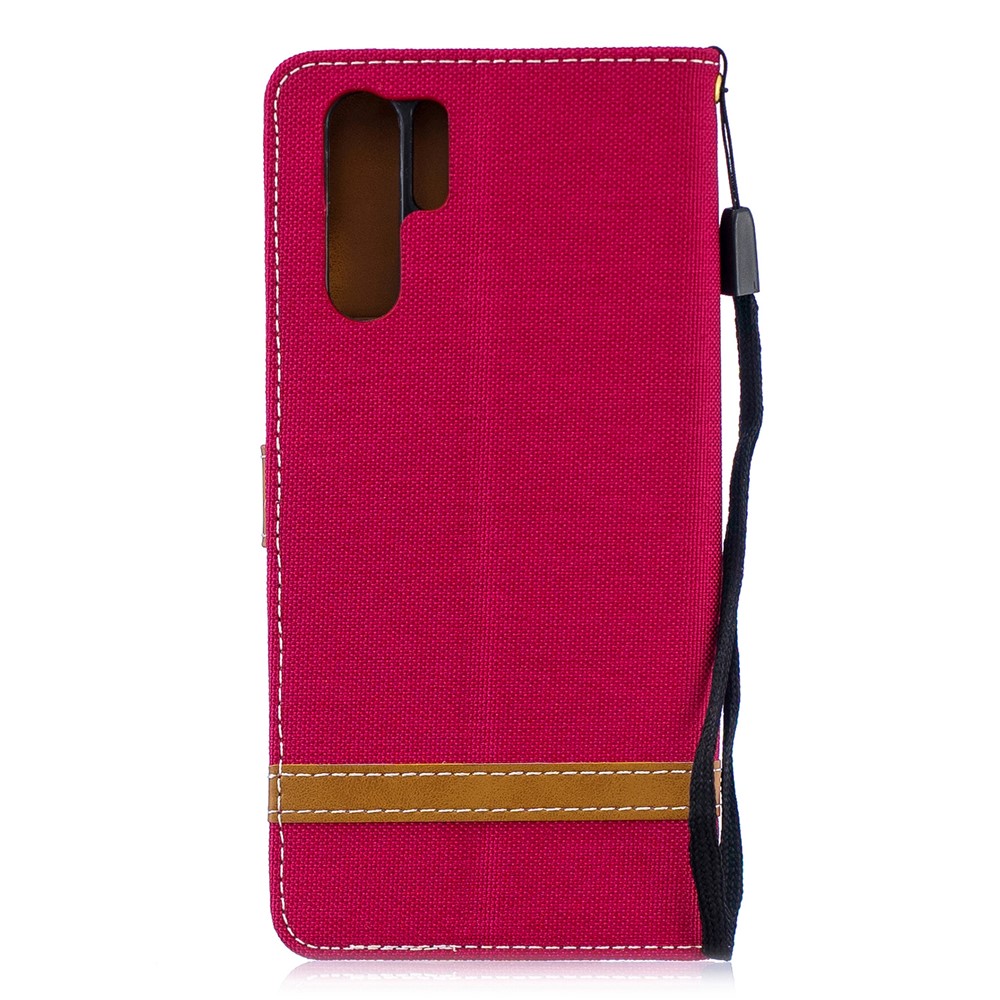 Two-tone Jean Cloth PU Leather Flip Protective Case for Huawei P30 Pro - Red-5