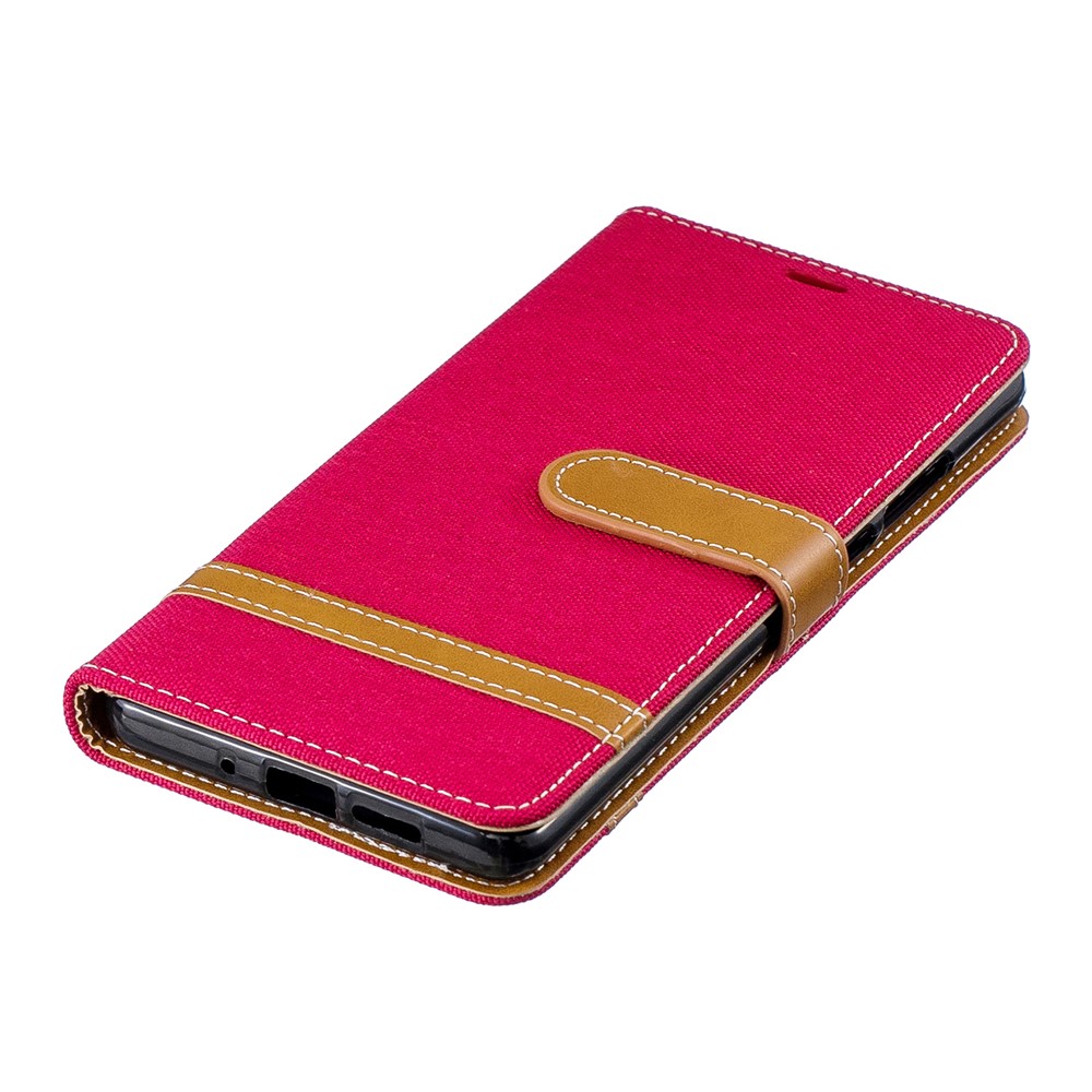 Two-tone Jean Cloth PU Leather Flip Protective Case for Huawei P30 Pro - Red-8