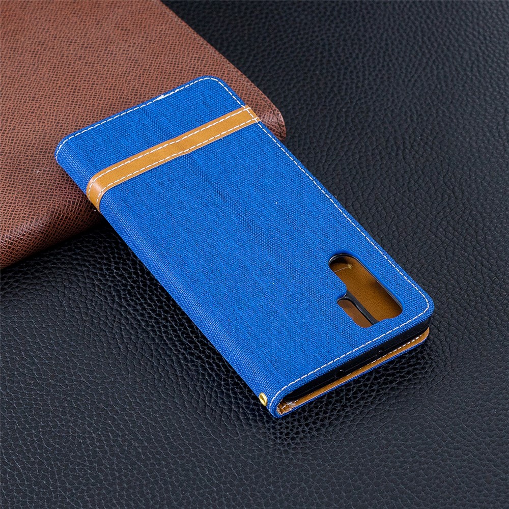 Two-tone Jean Cloth PU Leather Flip Protective Cover for Huawei P30 Pro - Baby Blue-3