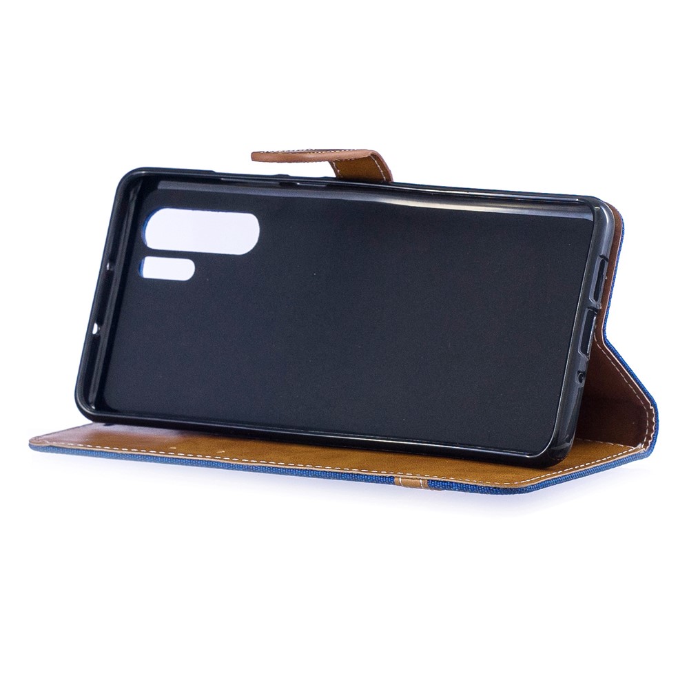 Two-tone Jean Cloth PU Leather Flip Protective Cover for Huawei P30 Pro - Baby Blue-7