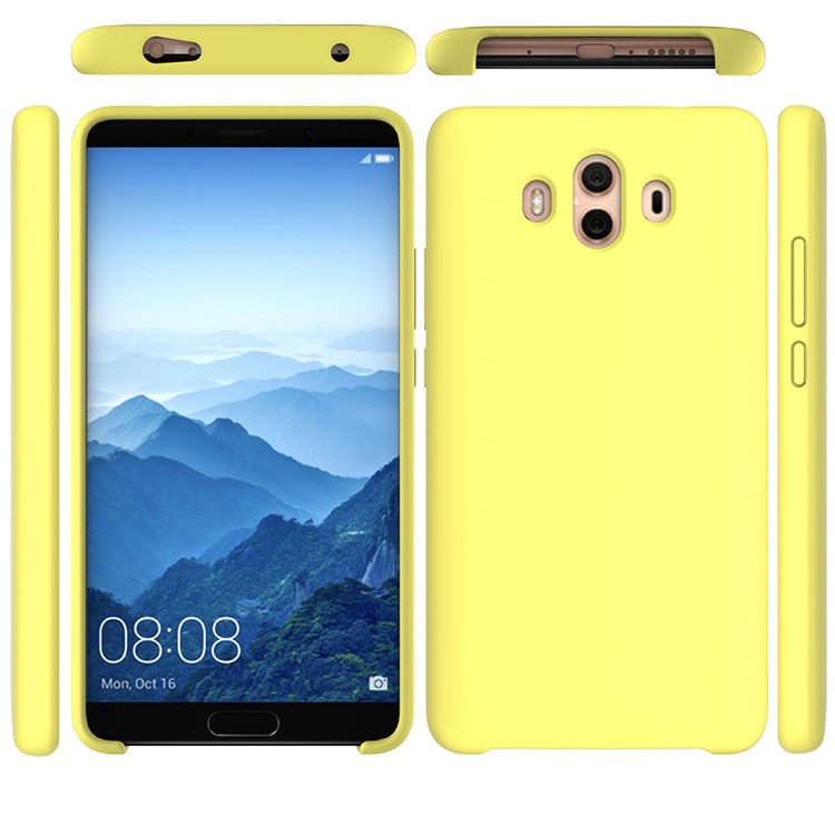 Liquid Silicone Cell Phone Case for Huawei Mate 10 - Yellow-5