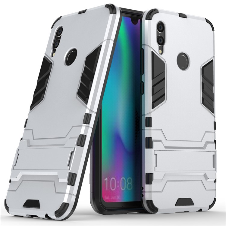 Cool Guard Plastic + TPU Hybrid Cover with Kickstand for Huawei Honor 10 Lite - Silver-1