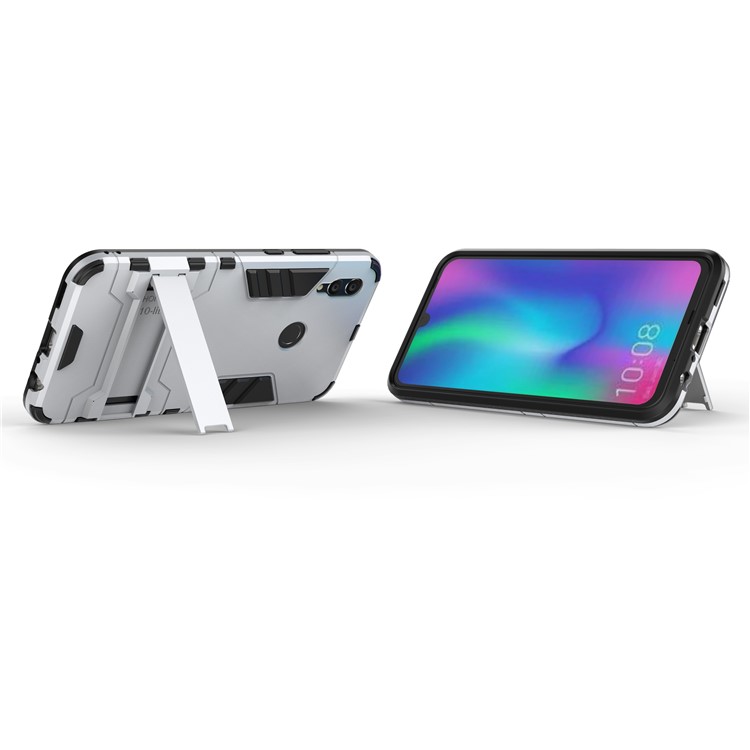 Cool Guard Plastic + TPU Hybrid Cover with Kickstand for Huawei Honor 10 Lite - Silver-3