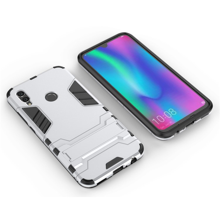 Cool Guard Plastic + TPU Hybrid Cover with Kickstand for Huawei Honor 10 Lite - Silver-4