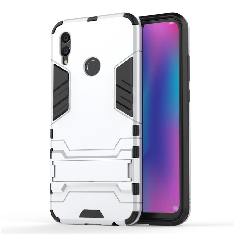 Cool Guard Plastic + TPU Hybrid Cover with Kickstand for Huawei Honor 10 Lite - Silver-5
