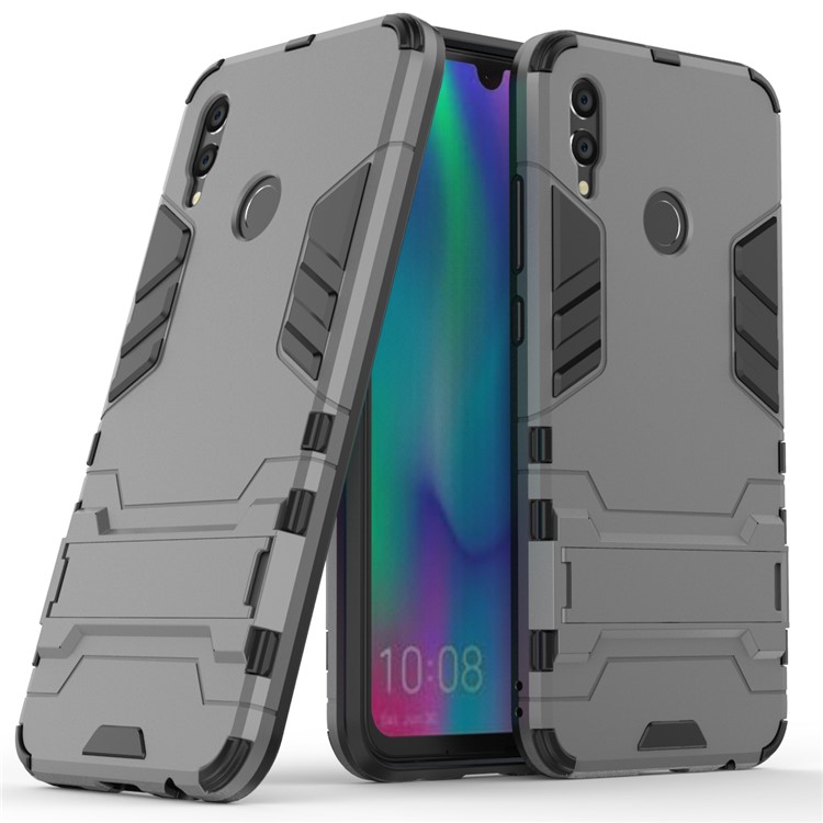 Cool Guard Plastic + TPU Hybrid Casing with Kickstand for Huawei Honor 10 Lite - Grey-1
