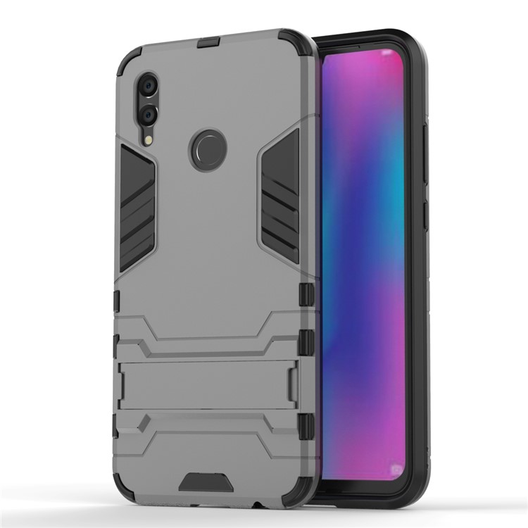 Cool Guard Plastic + TPU Hybrid Casing with Kickstand for Huawei Honor 10 Lite - Grey-5