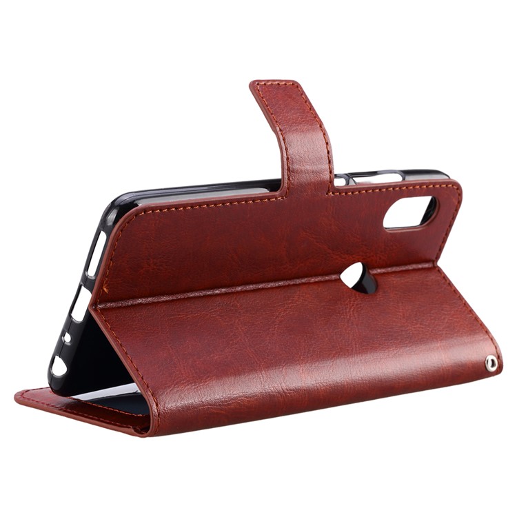 Crazy Horse Texture Wallet Stand Leather Cell Phone Cover for Huawei Honor 10 Lite/P Smart (2019) - Brown-6