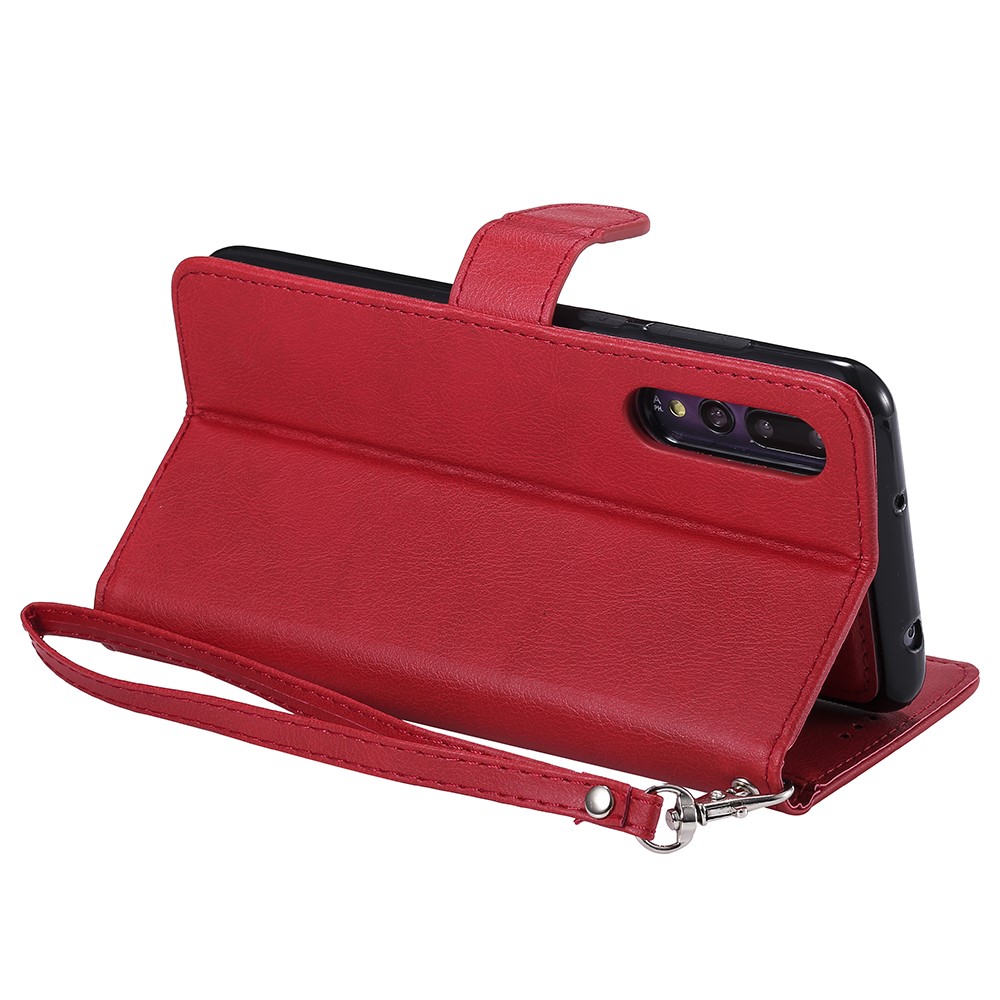 Magnetic KT Leath Series-3 Détachable Couverture de Téléphone en Cuir de Portefeuille 2-en-1 Pour Huawei P20 Pro - Rouge-5