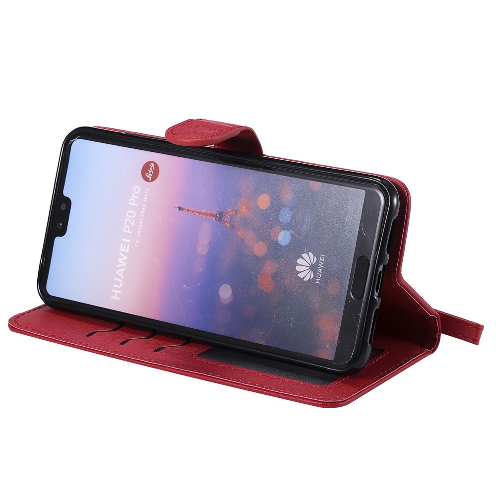 Magnetic KT Leather Series-3 Destacável 2 em 1 Carteira de Couro Para Huawei P20 Pro - Vermelho